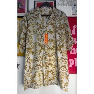 Baroque Gold by Drill Clothing Co. Men’s Shirt Size L Sand/Gold Luxury Print NEW